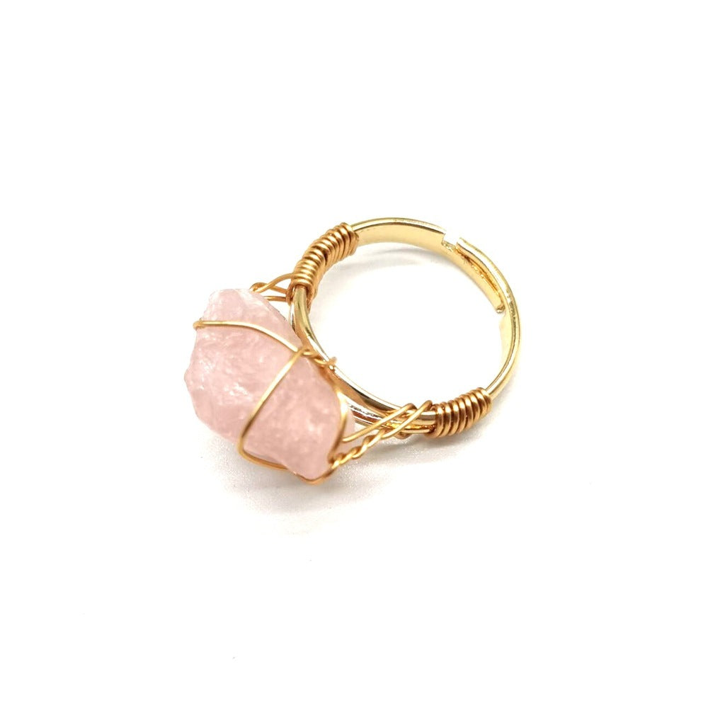 Hand Wrapped Natural Stone Ring - Beauty at Your Fingertips