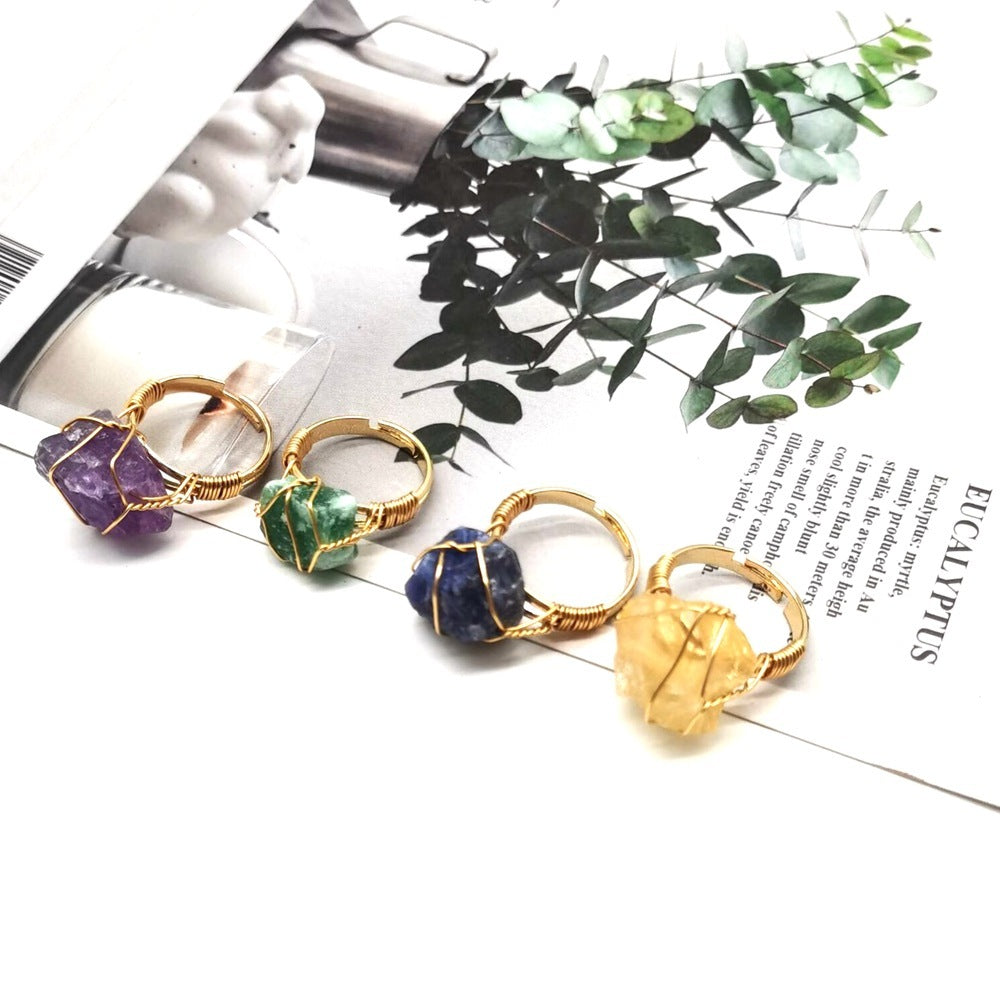 Hand Wrapped Natural Stone Ring - Beauty at Your Fingertips