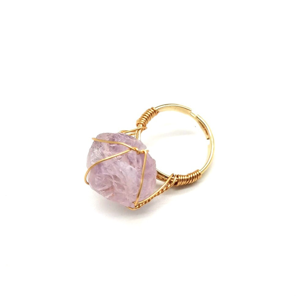 Hand Wrapped Natural Stone Ring - Beauty at Your Fingertips
