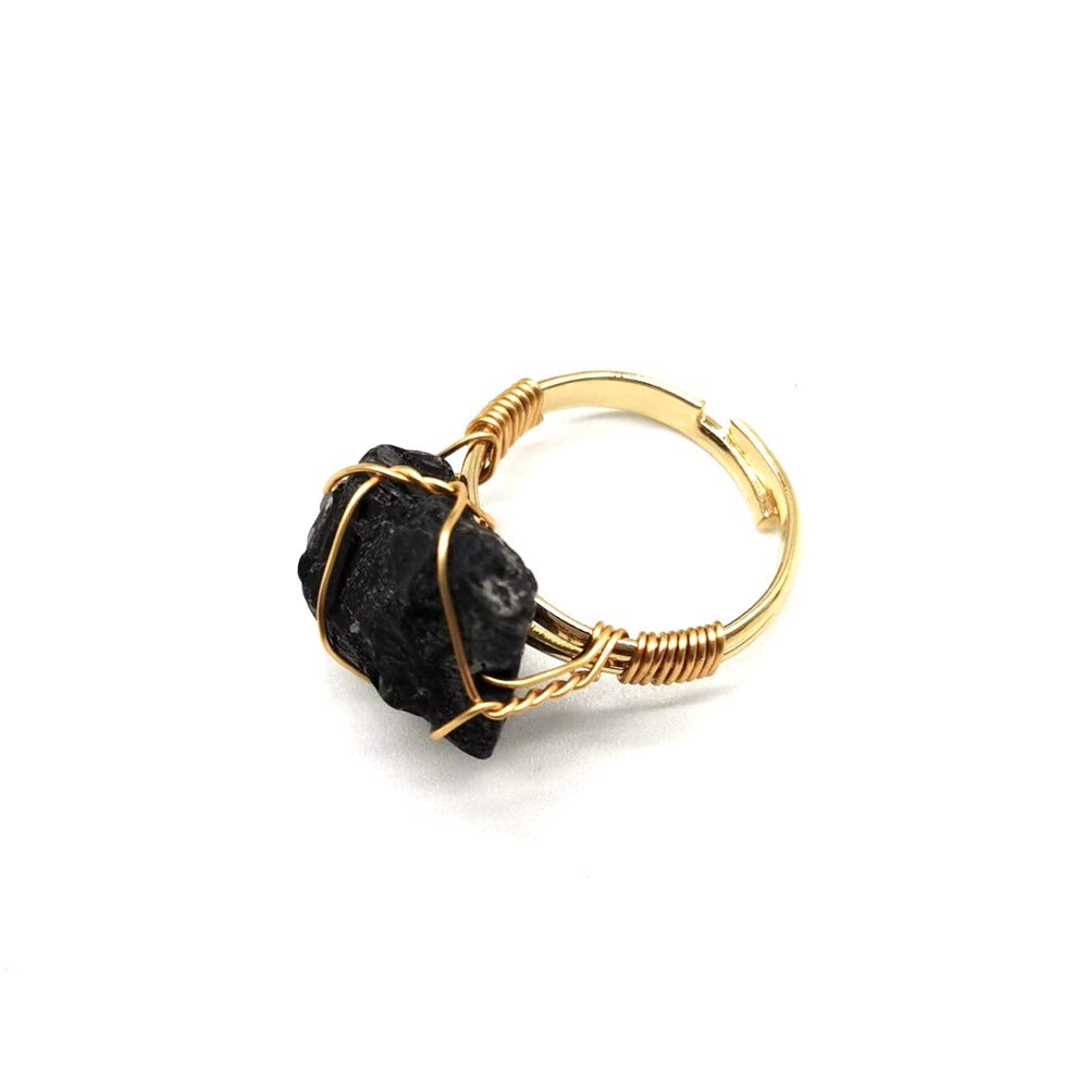 Hand Wrapped Natural Stone Ring - Beauty at Your Fingertips