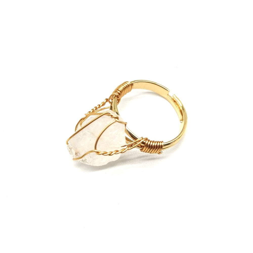 Hand Wrapped Natural Stone Ring - Beauty at Your Fingertips