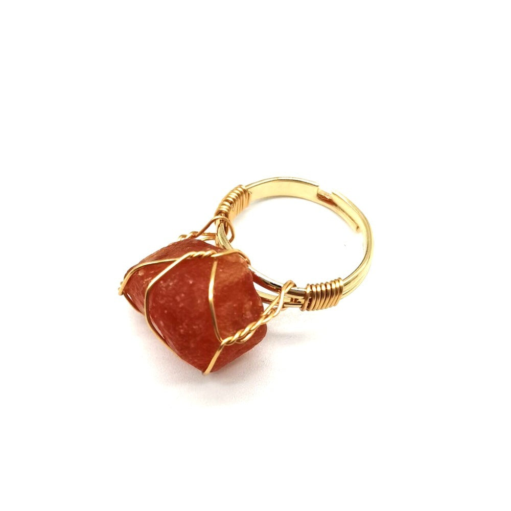 Hand Wrapped Natural Stone Ring - Beauty at Your Fingertips