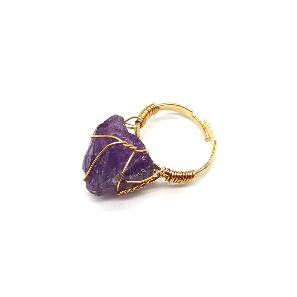 Hand Wrapped Natural Stone Ring - Beauty at Your Fingertips
