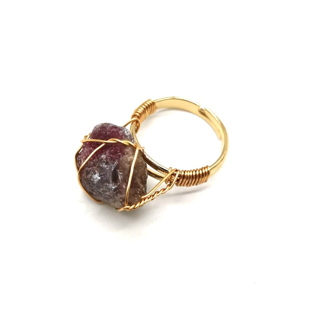 Hand Wrapped Natural Stone Ring - Beauty at Your Fingertips