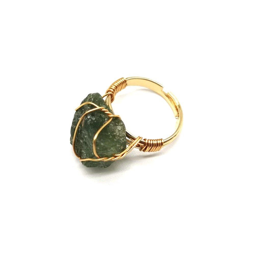 Hand Wrapped Natural Stone Ring - Beauty at Your Fingertips