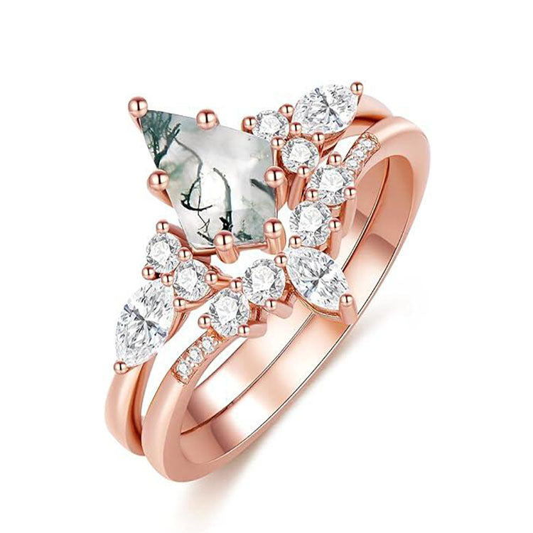 Mystic Moss Agate Ring Set – A Symbol of Nature’s Elegance