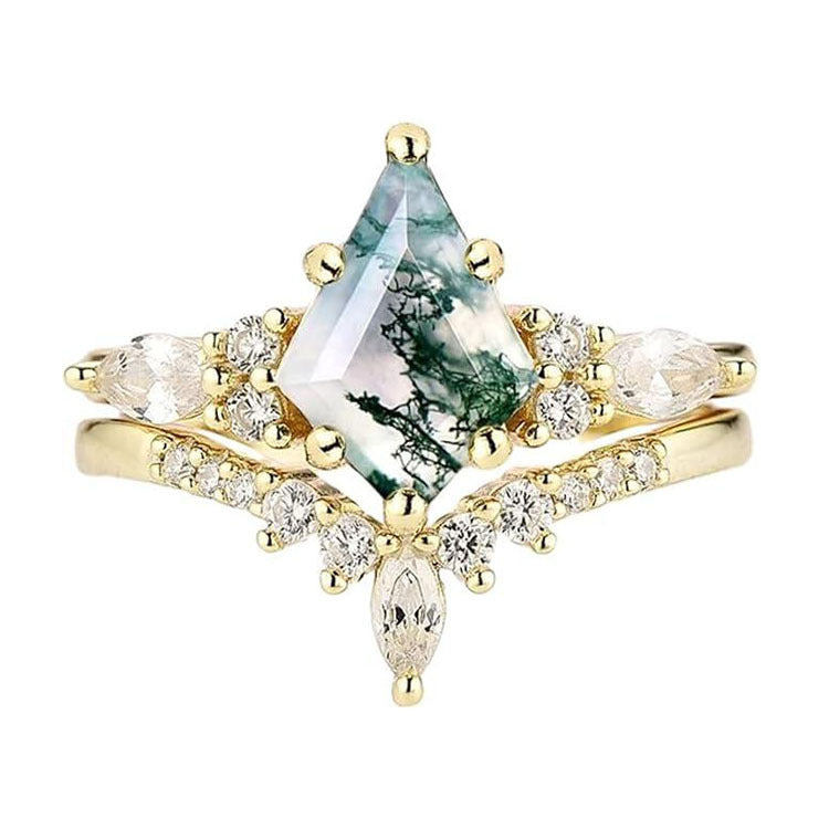 Mystic Moss Agate Ring Set – A Symbol of Nature’s Elegance