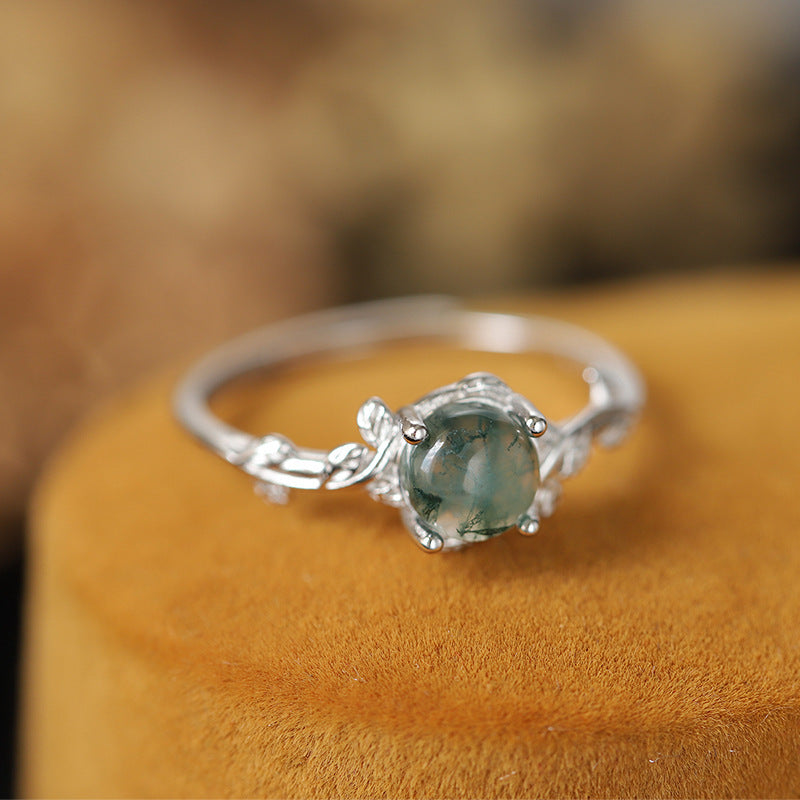 Mystic Moss Agate Stone Ring - A Symbol of Nature’s Serenity