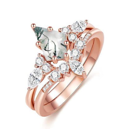 Mystic Moss Agate Ring Set – A Symbol of Nature’s Elegance